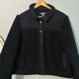 falls creek black quilted sherpa snap button jacket